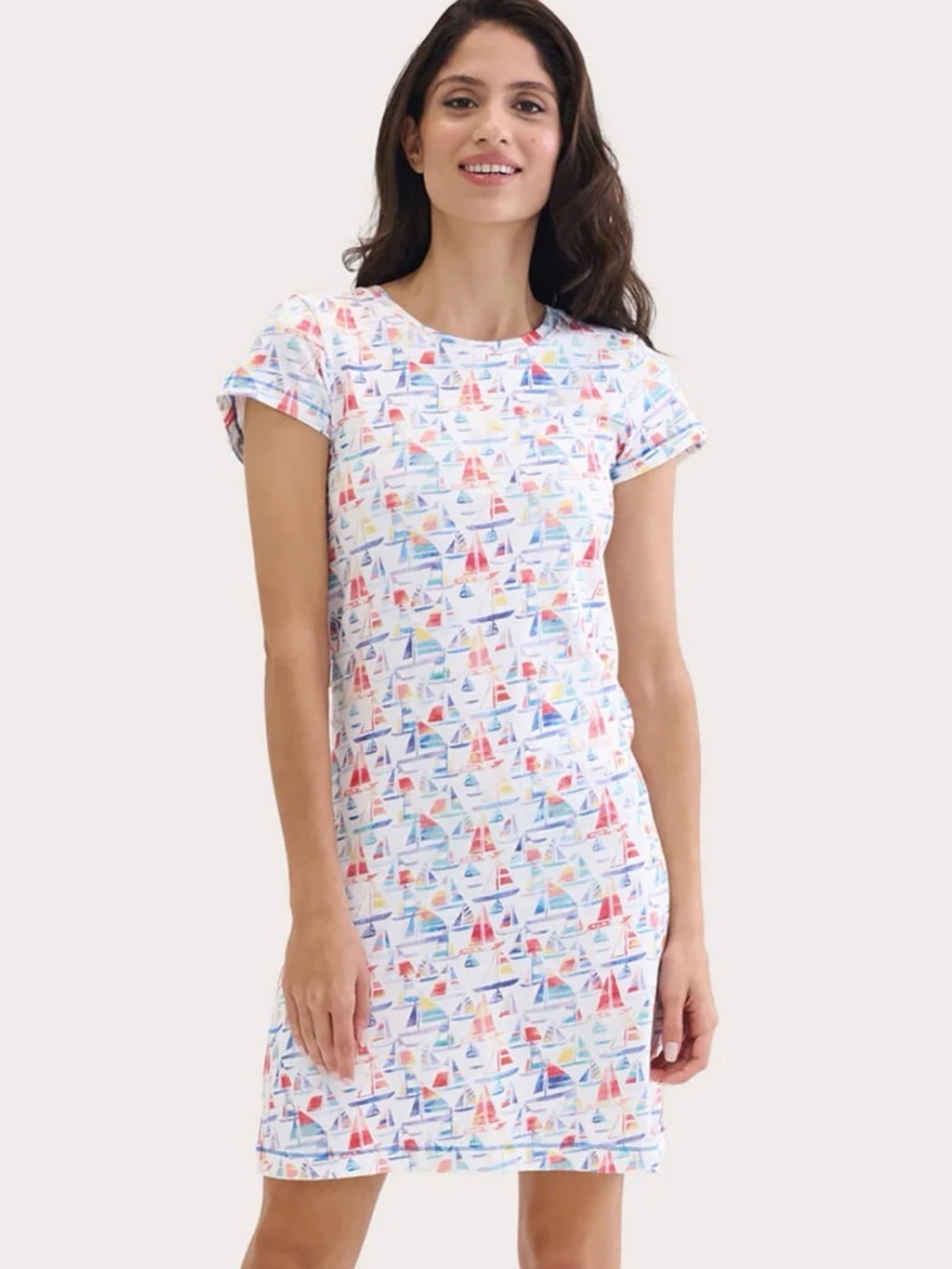 Capelton Road 100% Cotton Sailboat Print T shirt dress, size Small